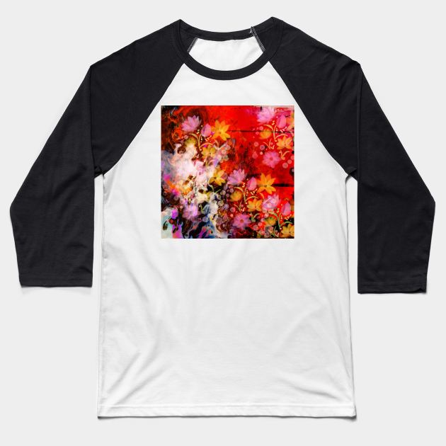Abstract floral art Baseball T-Shirt by jen28
